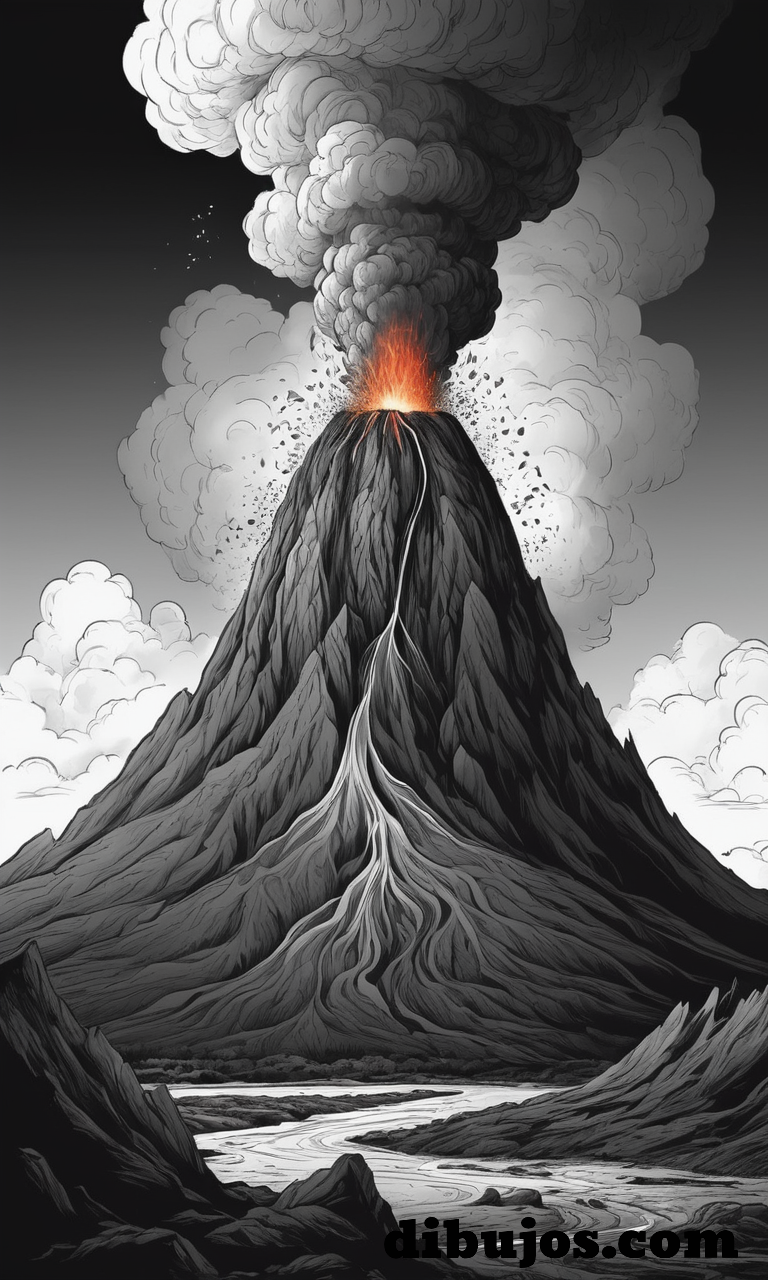 Dibujo de un Volcán